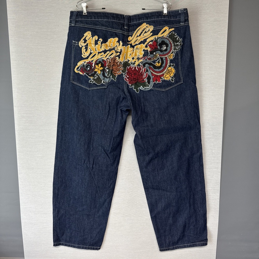 NINTH HALL AMBUSH Jeans Mens Size 38 Dragon Embroidered Baggy Wide Leg